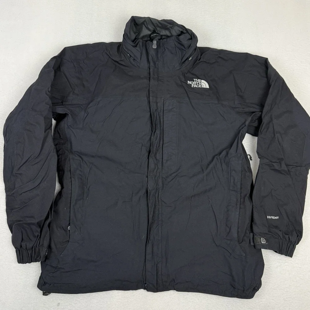 The North Face HyVent Ski Jacket Men's Large Black‎ Hooded Shell Parka 2008